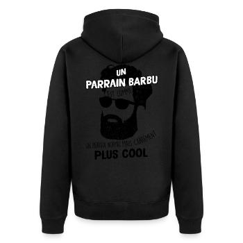 Parrain papa barbu Cadeau cool parrain - Veste à capuche bio Premium Unisexe - noir - Dos - Nico (187cm)