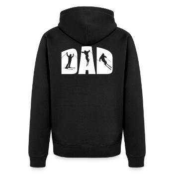 Ski Papa Vater Dad Skifahrer Geschenk - Unisex Premium Bio Zip Hoodie - Schwarz - Hinten - Nico (187cm)