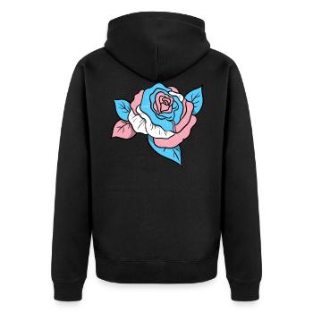 Trans Pride Rose - Unisex Premium Organic Zip Hoodie - black - Back - Nico (187cm)