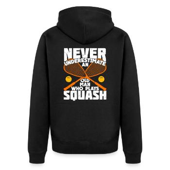 Squash Squashspieler Alter Mann Opa Geschenk - Unisex Premium Bio Zip Hoodie - Schwarz - Hinten - Nico (187cm)