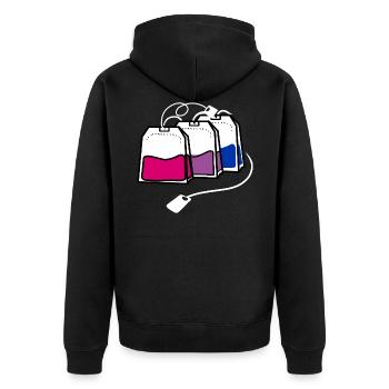 Bisexual Pride Tea Bags - Unisex Premium Organic Zip Hoodie - black - Back - Nico (187cm)
