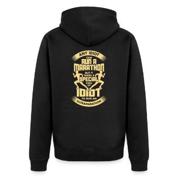 Funny Ultramarathon Runner Gift - Unisex Premium Organic Zip Hoodie - black - Back - Nico (187cm)