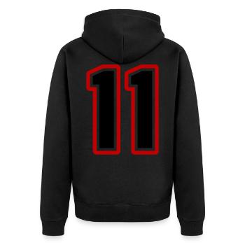 11 Zahl symbol - Unisex Premium Bio Zip Hoodie - Schwarz - Hinten - Nico (187cm)