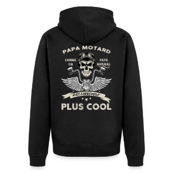 Papa motard carrément cool - Veste à capuche bio Premium Unisexe - noir - Dos - Nico (187cm)
