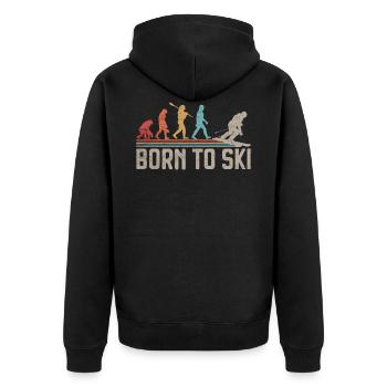 Born To Ski Evolution of Man Geschenk für Skifahrer - Unisex Premium Bio Zip Hoodie - Schwarz - Hinten - Nico (187cm)