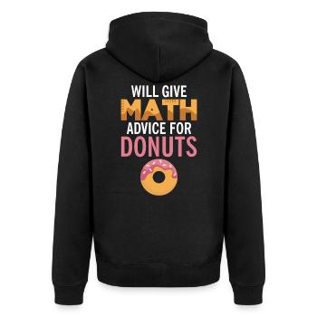 Will give Math advice for Donuts - Unisex Premium Organic Zip Hoodie - black - Back - Nico (187cm)