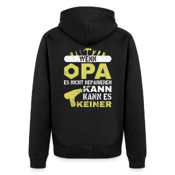 Wenn Opa es nicht reparieren kann Großvater - Unisex Premium Bio Zip Hoodie - Schwarz - Hinten - Nico (187cm)