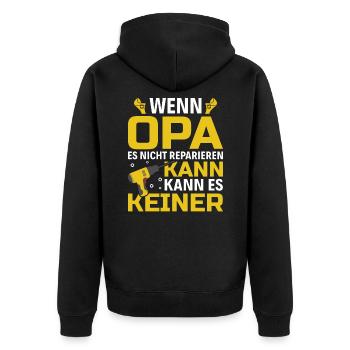 Wenn Opa es nicht reparieren kann Großvater - Unisex Premium Bio Zip Hoodie - Schwarz - Hinten - Nico (187cm)