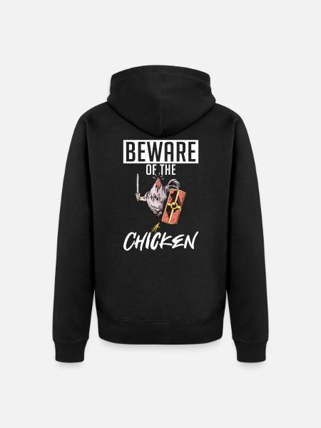 Beware of the Chicken - Unisex Premium Organic Zip Hoodie - black