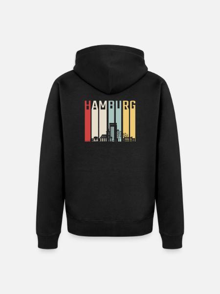 Hamburg Skyline Retro - Unisex Premium Organic Zip Hoodie - black