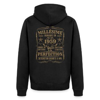 Millésime Fabriqué En 1959 Vieilli à La Perfection - Veste à capuche bio Premium Unisexe - noir - Dos - Nico (187cm)