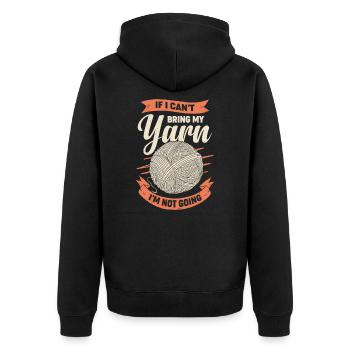 Garn Stricken Hobby Strickerin Geschenk - Unisex Premium Bio Zip Hoodie - Schwarz - Hinten - Nico (187cm)