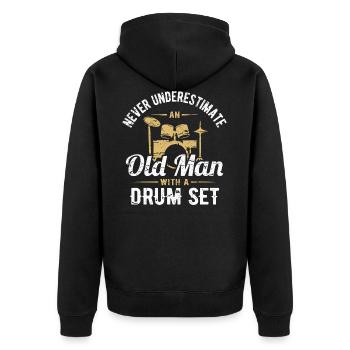 Batterie Batteur Batteur Retraité Grand-père - Veste à capuche bio Premium Unisexe - noir - Dos - Nico (187cm)