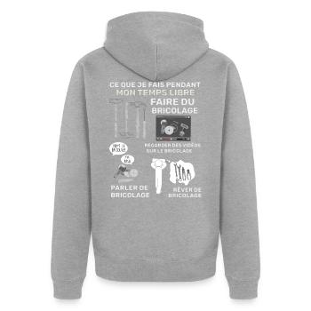 Bricolage humour passion papa ou papy bricoleur - Veste à capuche bio Premium Unisexe - gris chiné - Dos - Nico (187cm)