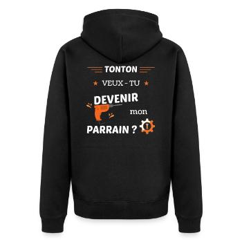 Tonton veux tu devenir mon parrain - demande - Veste à capuche bio Premium Unisexe - noir - Dos - Nico (187cm)