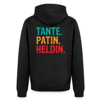 Tante Patin Heldin - Unisex Premium Bio Zip Hoodie - Schwarz - Hinten - Nico (187cm)