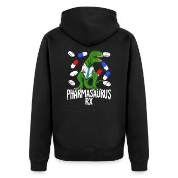 Apotheke T-Rex Pharmazie Apotheker Geschenk - Unisex Premium Bio Zip Hoodie - Schwarz - Hinten - Nico (187cm)