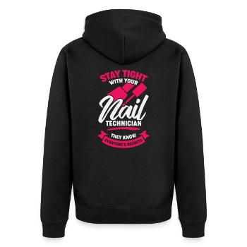 Nagelstudio Job Beruf Nageldesignerin Geschenk - Unisex Premium Bio Zip Hoodie - Schwarz - Hinten - Nico (187cm)