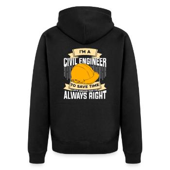 Civil Engineering Job Profession Civil Engineer Gift - Unisex Premium Organic Zip Hoodie - black - Back - Nico (187cm)