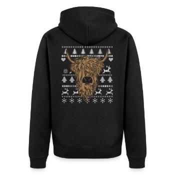 Scottish Highland Cattle Ugly Noël - Veste à capuche bio Premium Unisexe - noir - Dos - Nico (187cm)