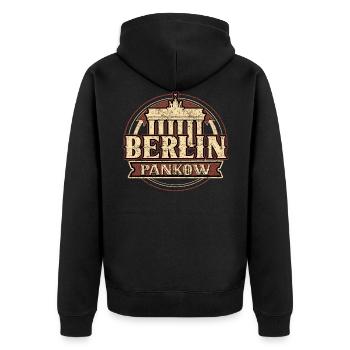 Berlin Pankow - Unisex Premium Bio Zip Hoodie - Schwarz - Hinten - Nico (187cm)