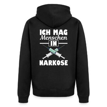 Ich Mag Menschen In Narkose Chefarzt Doktor Medizi - Unisex Premium Bio Zip Hoodie - Schwarz - Hinten - Nico (187cm)