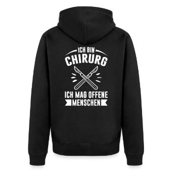 Ich Bin Chirurg Ich Mag Offene Menschen Chefarzt M - Unisex Premium Bio Zip Hoodie - Schwarz - Hinten - Nico (187cm)