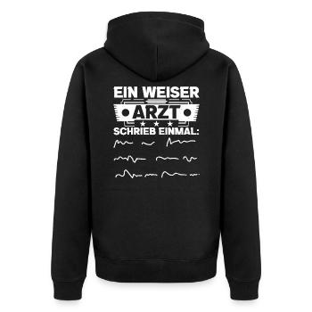Ein Weiser Arzt Schrieb Einmal Chirurg Facharzt Kr - Unisex Premium Bio Zip Hoodie - Schwarz - Hinten - Nico (187cm)