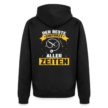 Der Beste Chefarzt Aller Zeiten Chirurg Doktor Ska - Unisex Premium Bio Zip Hoodie - Schwarz - Hinten - Nico (187cm)