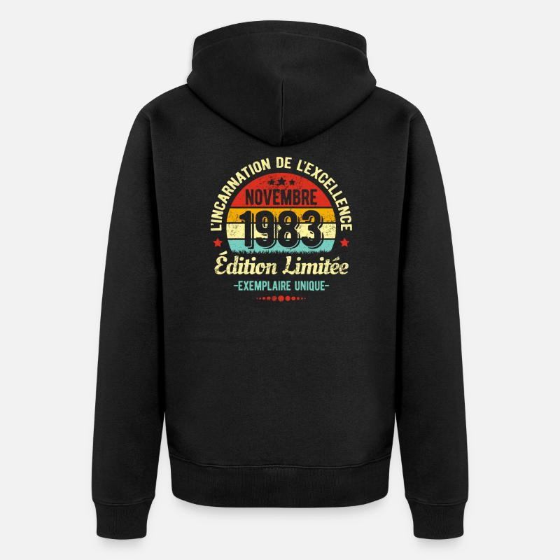 MILLÉSIME NOVEMBRE 1983 ÉDITION LIMITÉE - Veste à capuche bio Premium Unisexe - noir
