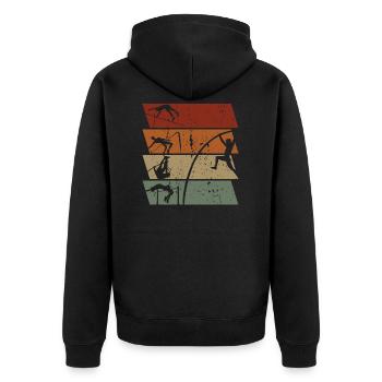 Stabhochsprung Retro Vintage - Unisex Premium Bio Zip Hoodie - Schwarz - Hinten - Nico (187cm)