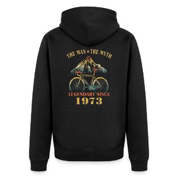 Vélo 1973 Cyclisme Vélo de route Cyclisme Anniversaire - Veste à capuche bio Premium Unisexe - noir - Dos - Nico (187cm)