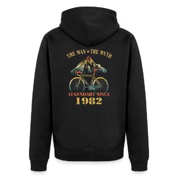 Vélo 1982 Cyclisme Vélo de route Cyclisme Anniversaire - Veste à capuche bio Premium Unisexe - noir - Dos - Nico (187cm)