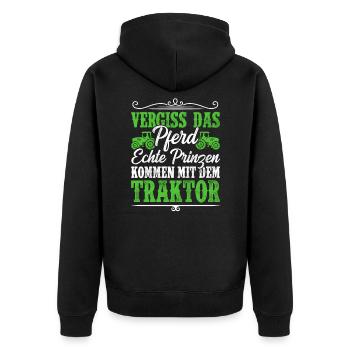Vergiss Das Pferd Echte Prinzen Kommen Mit Dem Tra - Unisex Premium Bio Zip Hoodie - Schwarz - Hinten - Nico (187cm)