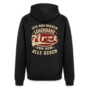 Arzt Ich bin dieser legendäre Arzt - Unisex Premium Bio Zip Hoodie - Schwarz - Hinten - Nico (187cm)