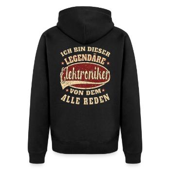 Elektroniker ich bin dieser legendäre Elektroniker - Unisex Premium Bio Zip Hoodie - Schwarz - Hinten - Nico (187cm)