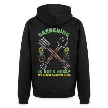 Gärtner Gärtnern Rechen - Unisex Premium Bio Zip Hoodie - Schwarz - Hinten - Nico (187cm)