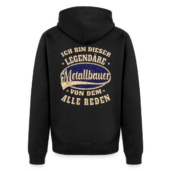 Metallbauer ich bin dieser legendäre Metallbauer - Unisex Premium Bio Zip Hoodie - Schwarz - Hinten - Nico (187cm)