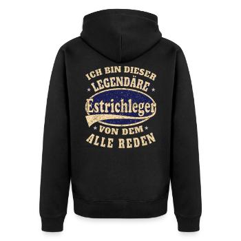 Estrichleger ich bin dieser legendäre Estrichleger - Unisex Premium Bio Zip Hoodie - Schwarz - Hinten - Nico (187cm)