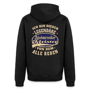Mechatroniker Meister ich bin dieser legendäre - Unisex Premium Bio Zip Hoodie - Schwarz - Hinten - Nico (187cm)