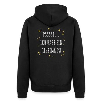 Psssst Ich Habe Ein Geheimnis Nachwuchs Schwanger - Unisex Premium Bio Zip Hoodie - Schwarz - Hinten - Nico (187cm)