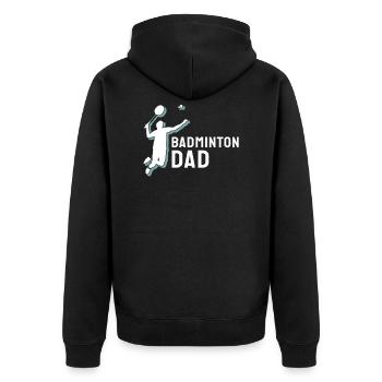 Badminton Badminton Dad - Unisex Premium Bio Zip Hoodie - Schwarz - Hinten - Nico (187cm)