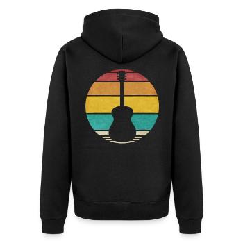 Gitarre Retro Rock n Roll Vintage Gitarristen Logo - Unisex Premium Bio Zip Hoodie - Schwarz - Hinten - Nico (187cm)