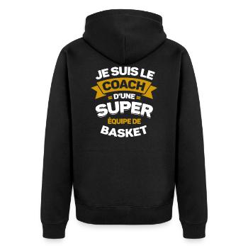 COACH D'UNE SUPER ÉQUIPE DE BASKET - Veste à capuche bio Premium Unisexe - noir - Dos - Nico (187cm)
