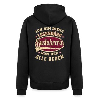 Busfahrerin ich bin dieser legendäre Busfahrer - Unisex Premium Bio Zip Hoodie - Schwarz - Hinten - Nico (187cm)