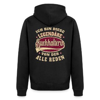 Buchhalterin ich bin dieser legendäre Buchhalterin - Unisex Premium Bio Zip Hoodie - Schwarz - Hinten - Nico (187cm)