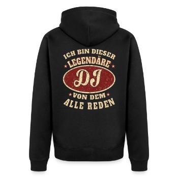 DJ ich bin dieser legendäre DJ - Unisex Premium Bio Zip Hoodie - Schwarz - Hinten - Nico (187cm)
