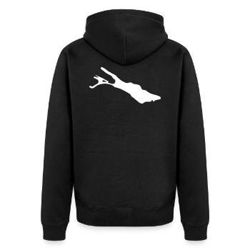 Bodensee - Unisex Premium Bio Zip Hoodie - Schwarz - Hinten - Nico (187cm)