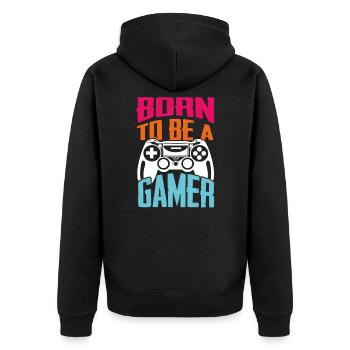 Spielen Zocken Gamer Quarantäne Geschenkidee - Unisex Premium Bio Zip Hoodie - Schwarz - Hinten - Nico (187cm)