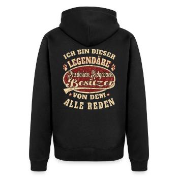 Rhodesian Ridgeback Besitzer Ich bin dieser - Unisex Premium Bio Zip Hoodie - Schwarz - Hinten - Nico (187cm)